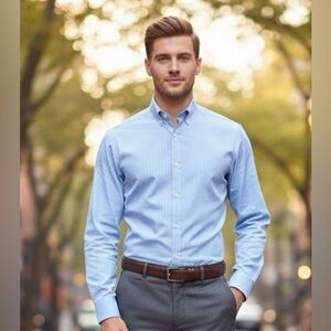 Claiborne light blue long sleeve button down shirt, buttoned cuffs, XL